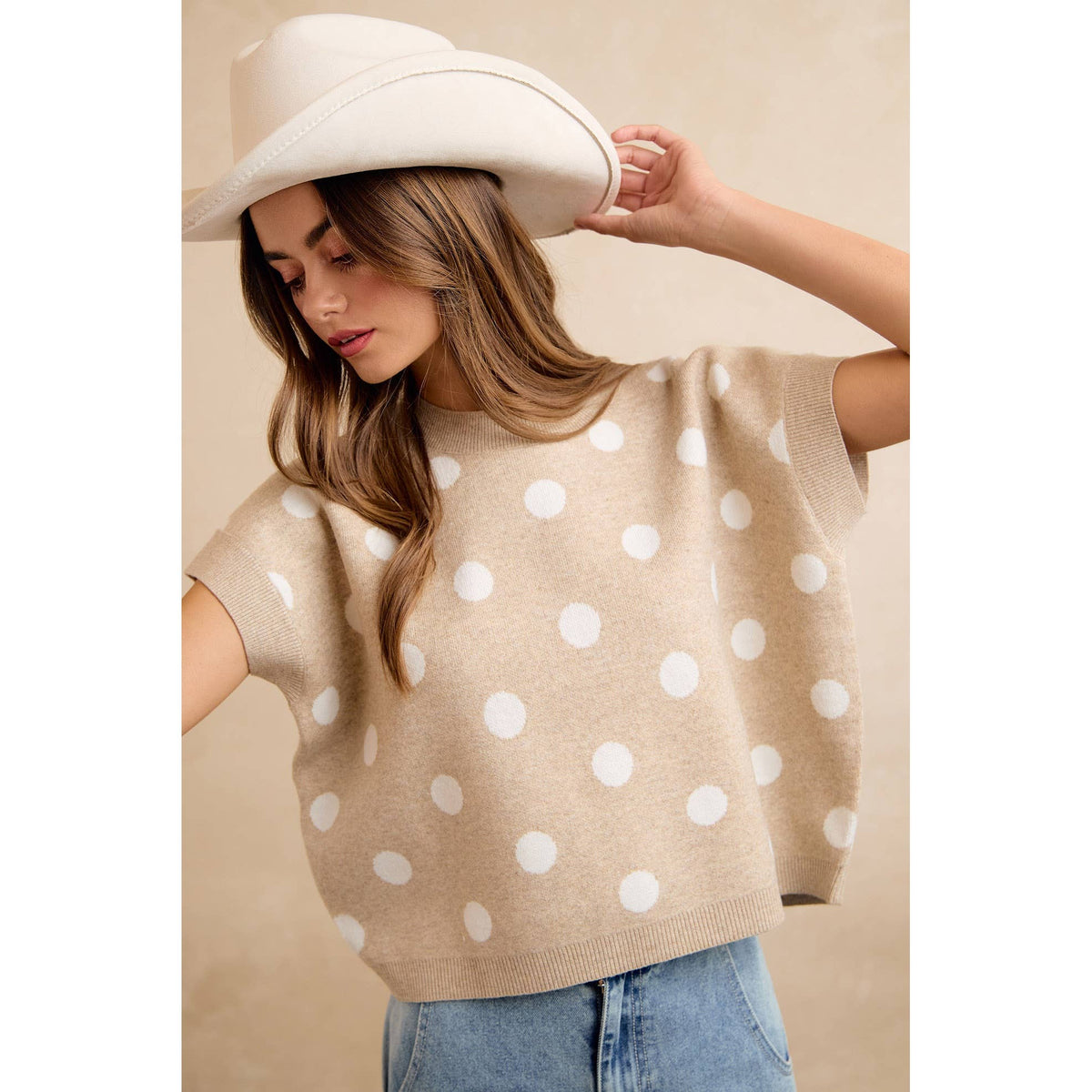 POLKA DOT KNIT SLEEVELESS TOP PP178