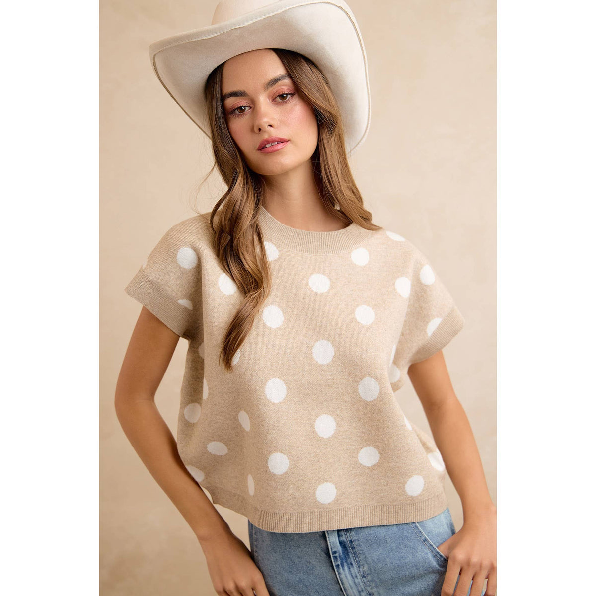 POLKA DOT KNIT SLEEVELESS TOP PP178