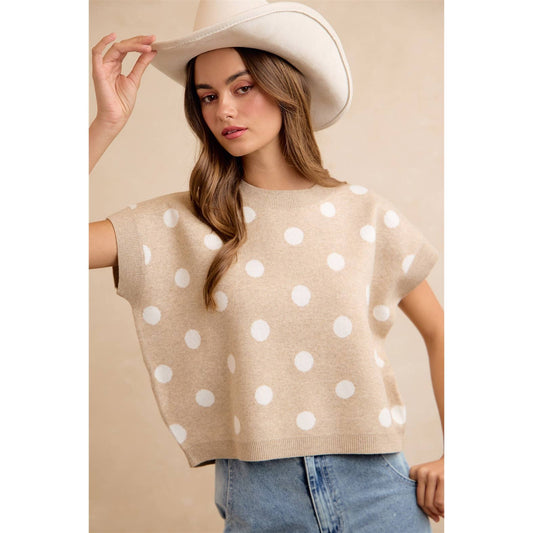 POLKA DOT KNIT SLEEVELESS TOP PP178