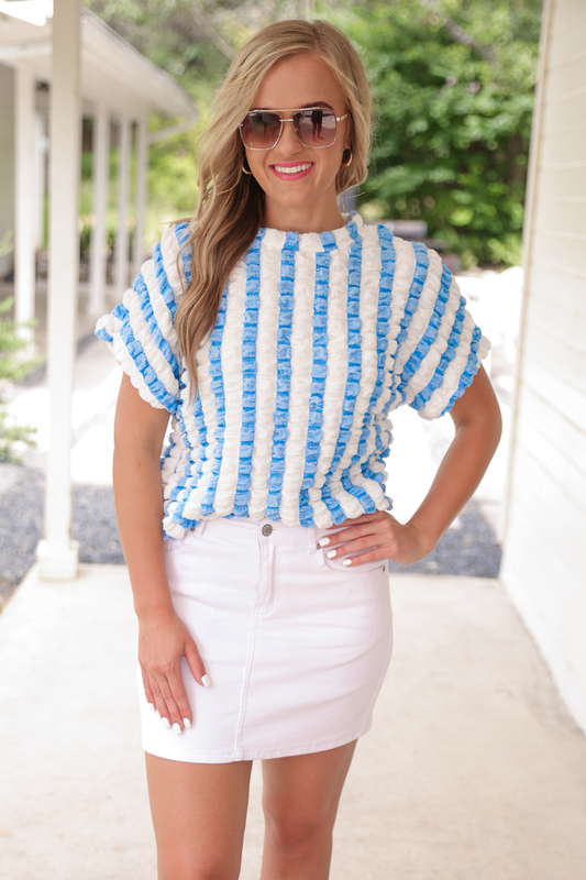 Bold And Bubbly Top, Light Blue PP136
