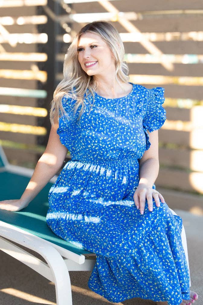 Blue Floral Tiered Dress PP155