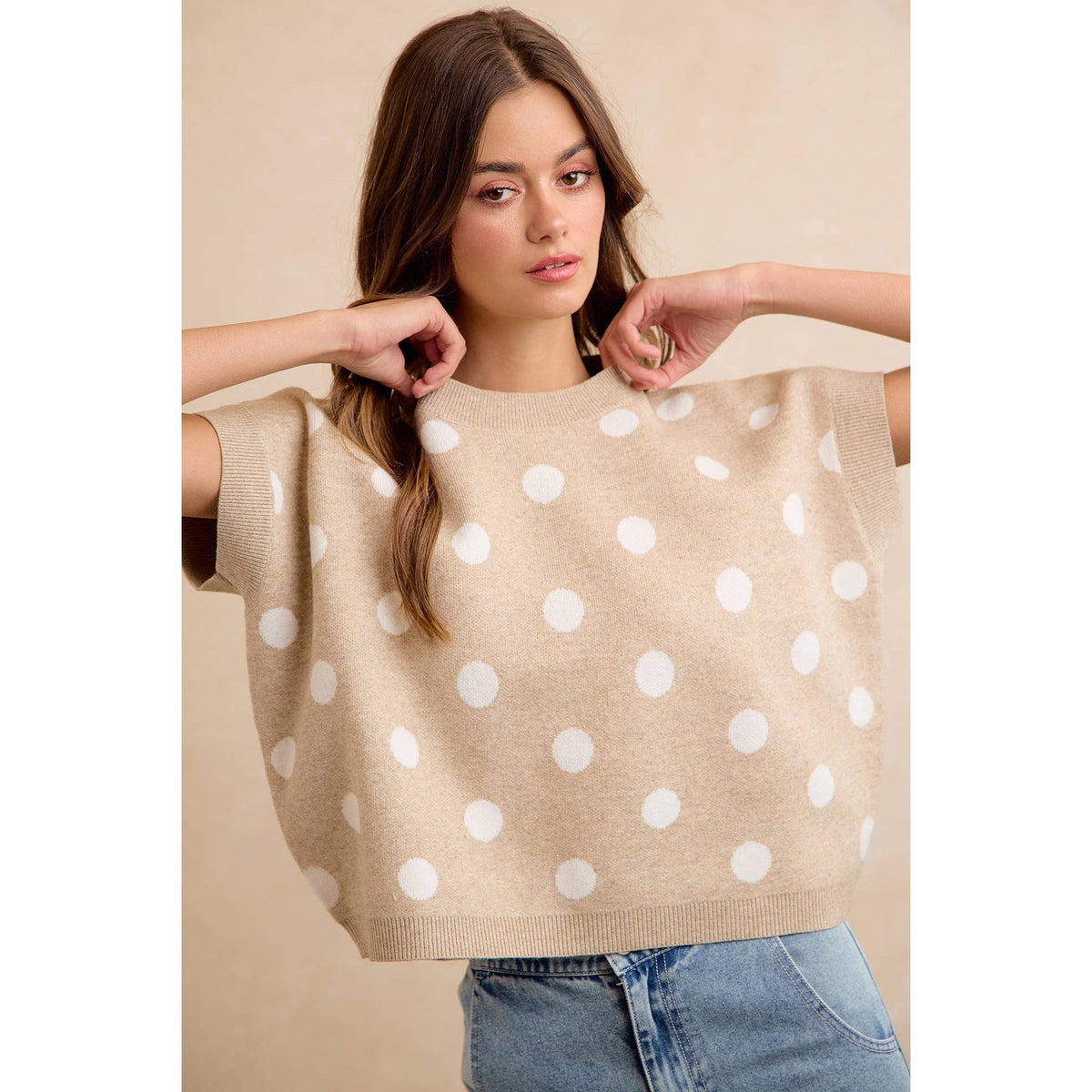 POLKA DOT KNIT SLEEVELESS TOP PP178