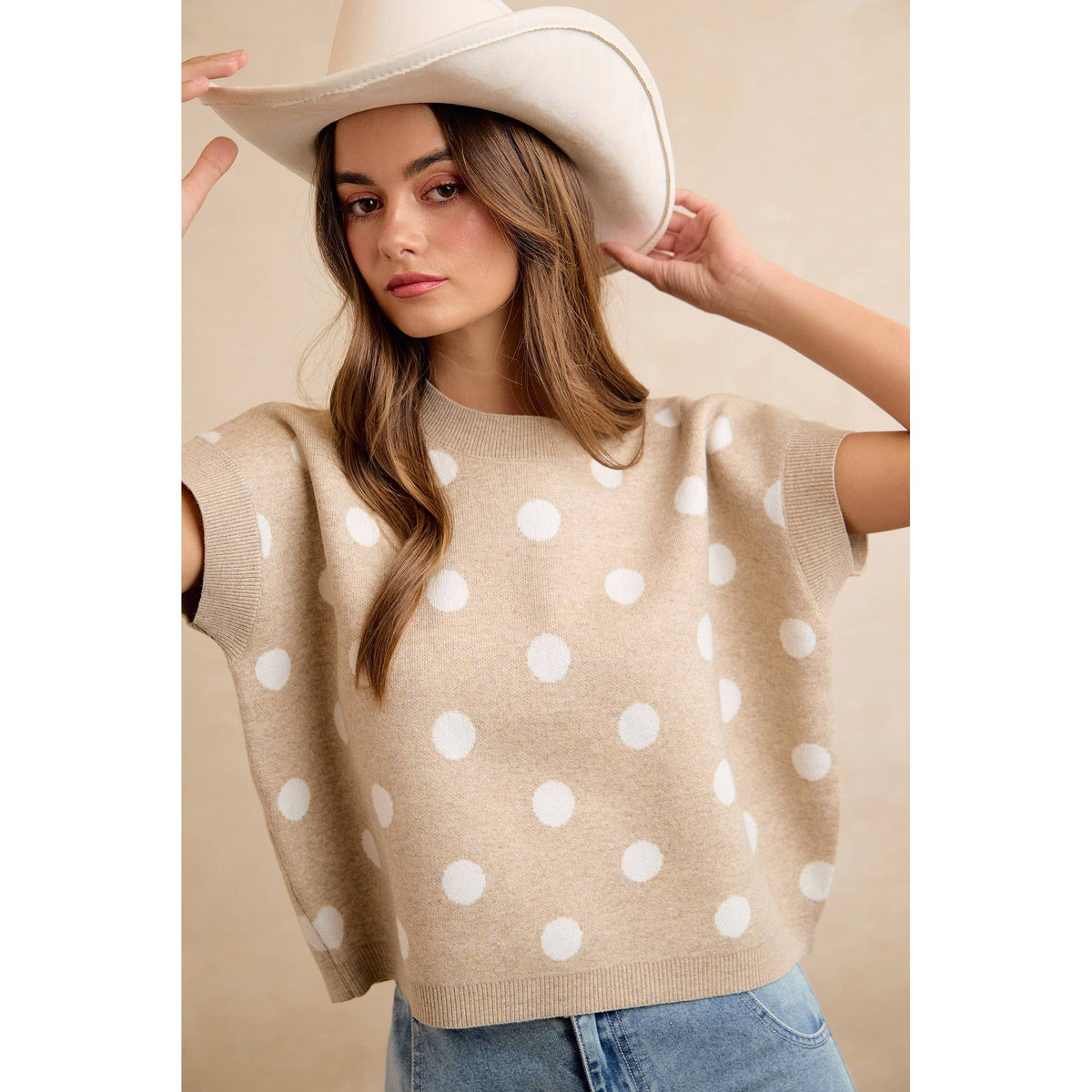 POLKA DOT KNIT SLEEVELESS TOP PP178