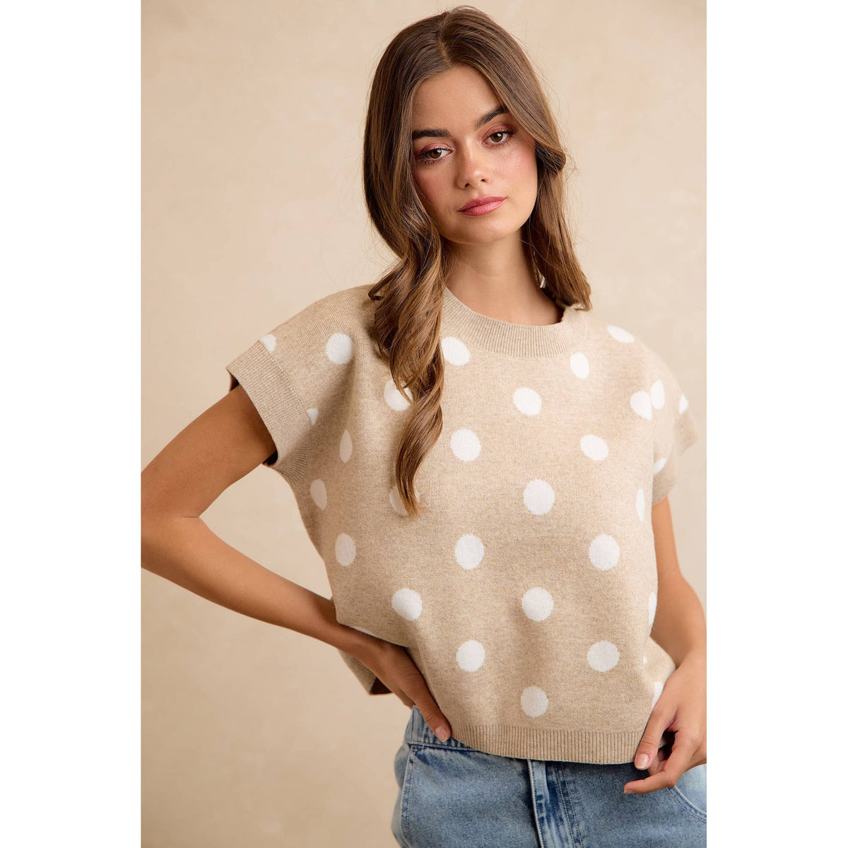 POLKA DOT KNIT SLEEVELESS TOP PP178