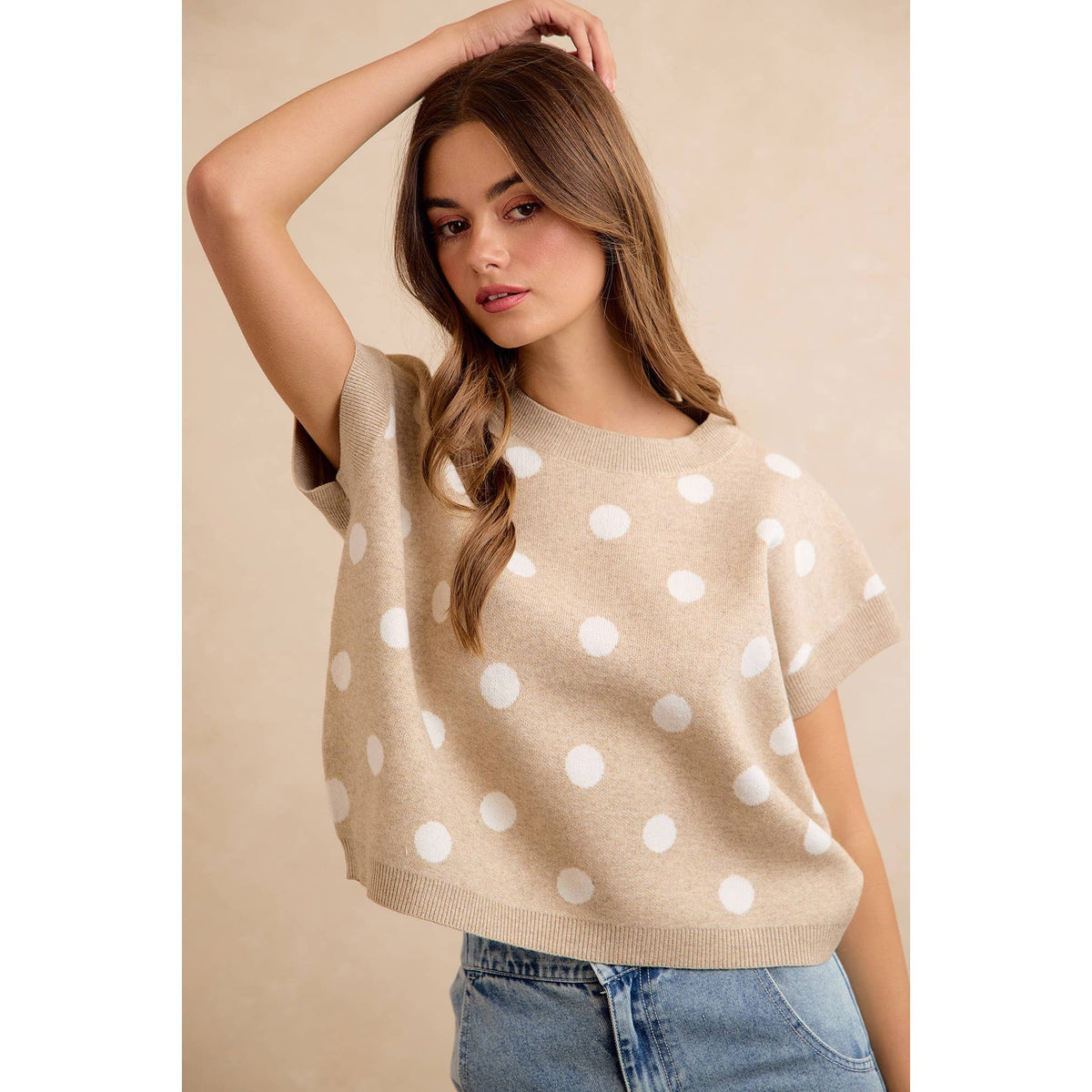 POLKA DOT KNIT SLEEVELESS TOP PP178