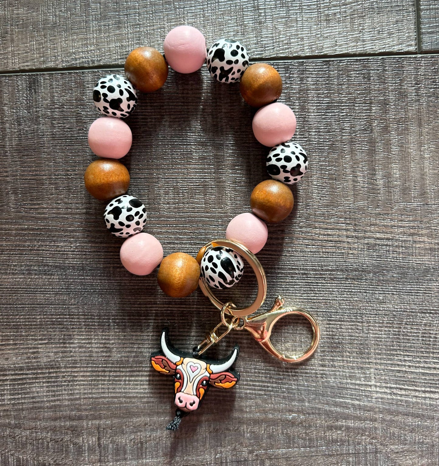 Longhorn Western Focal Bead Wristlet Keychain PP111