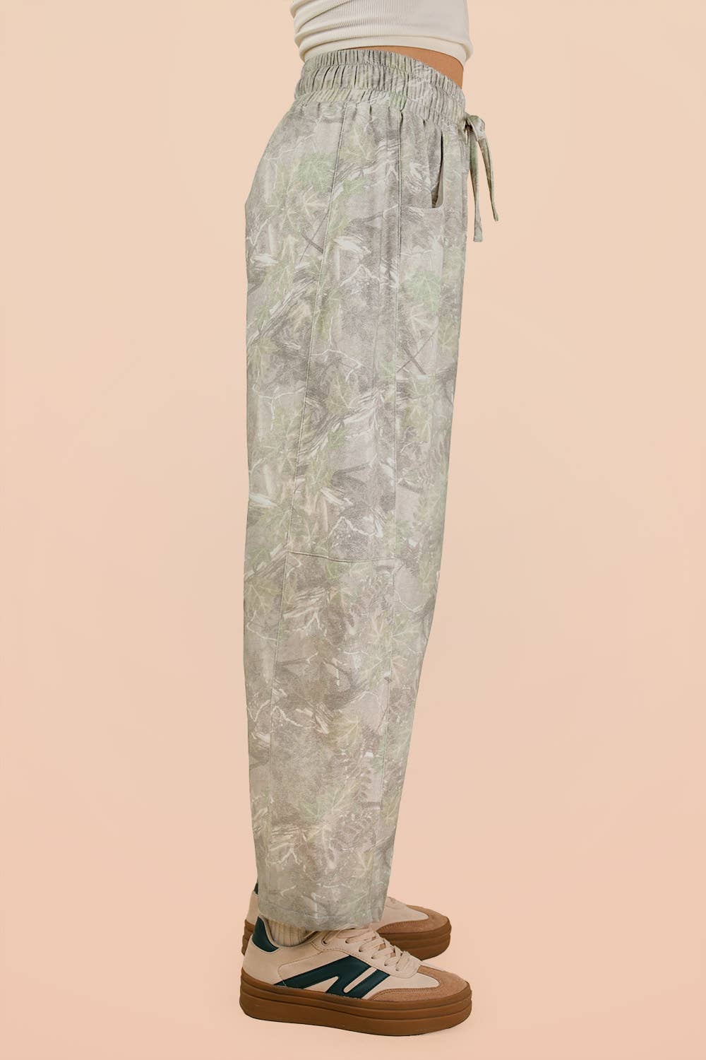 Camo Print Casual Knit Barrel Pants PP127